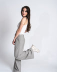 Katharine Wide-Leg Pinstripe Pants | Cotton Wool Blend, High Waist Full-Length, Handmade | Yashan