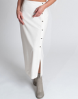 Midi Skirt Beatrix | 100% Wool, Metal Silver Snaps, Regular Fit, Handmade | Yashan