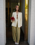 Marie de Médicis Blazer | Butter Yellow, Wool/Silk Blend, Slightly Loose Fit, Padded Shoulders | Yashan
