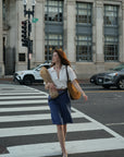 Michelle Bermuda Shorts | Navy Blue, Lightweight Linen, High-Waist Relaxed Fit, Knee-Grazing Silhouette | Yashan
