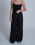 Katharine Wide-Leg Linen Pants in Black | 100% Linen, Full-Length High Waist, Handmade | Yashan
