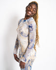 Madeleine Sheer Midi Dress | Wave Print Mesh, Handmade, Dry Clean Only, Soft Flowing Fit | Yashan