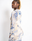 Madeleine Sheer Midi Dress | Wave Print Mesh, Handmade, Dry Clean Only, Soft Flowing Fit | Yashan