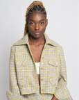 Grace Plaid Jacket | 100% Italian Wool, Point Collar, Handmade Button-Front Design | Yashan
