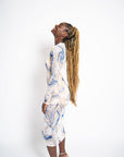 Madeleine Sheer Midi Dress | Wave Print Mesh, Handmade, Dry Clean Only, Soft Flowing Fit | Yashan