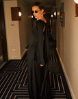 Maya Maxi Dress | Black, Eco Silk, Floor-Grazing Silhouette, Open Back, Handmade | Yashan