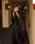 Maya Maxi Dress | Black, Eco Silk, Floor-Grazing Silhouette, Open Back, Handmade | Yashan