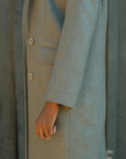 Florence Coat | Shadow Grey, Medium-Weight Wool, Maxi Length, Structured Shoulders, Long Sleeves | Yashan