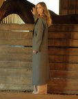 Florence Coat | Shadow Grey, Medium-Weight Wool, Maxi Length, Structured Shoulders, Long Sleeves | Yashan
