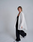 Letizia Oversized Linen Shirt | Midweight Linen, Oversized Fit, Pointed Collar, Button Closure, Handmade | Yashan
