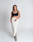 Midi Skirt Beatrix | 100% Wool, Metal Silver Snaps, Regular Fit, Handmade | Yashan