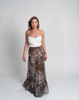Iris Maxi Skirt | Python Print Crepe Chiffon, Slim Fit, Lightweight Drape, Handmade | Yashan