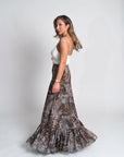 Iris Maxi Skirt | Python Print Crepe Chiffon, Slim Fit, Lightweight Drape, Handmade | Yashan
