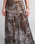 Iris Maxi Skirt | Python Print Crepe Chiffon, Slim Fit, Lightweight Drape, Handmade | Yashan
