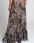 Iris Maxi Skirt | Python Print Crepe Chiffon, Slim Fit, Lightweight Drape, Handmade | Yashan