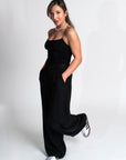 Katharine Wide-Leg Linen Pants in Black | 100% Linen, Full-Length High Waist, Handmade | Yashan