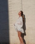 White Frida Boho Blouse | Sheer Ruffle Blouse | Crushed chiffon, Sheer Top, White Color |Custom Sizes Available | Yashan
