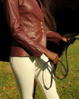 Katharine Burgundy Blazer | Faux Leather, Tailored Fit, Deep Burgundy, Close-Cut Style | Yashan