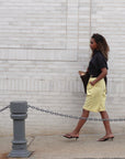 Michelle Bermuda Shorts | Yellow, Lightweight Wool, High-Waist Relaxed Fit, Handmade Tailoring | Yashan