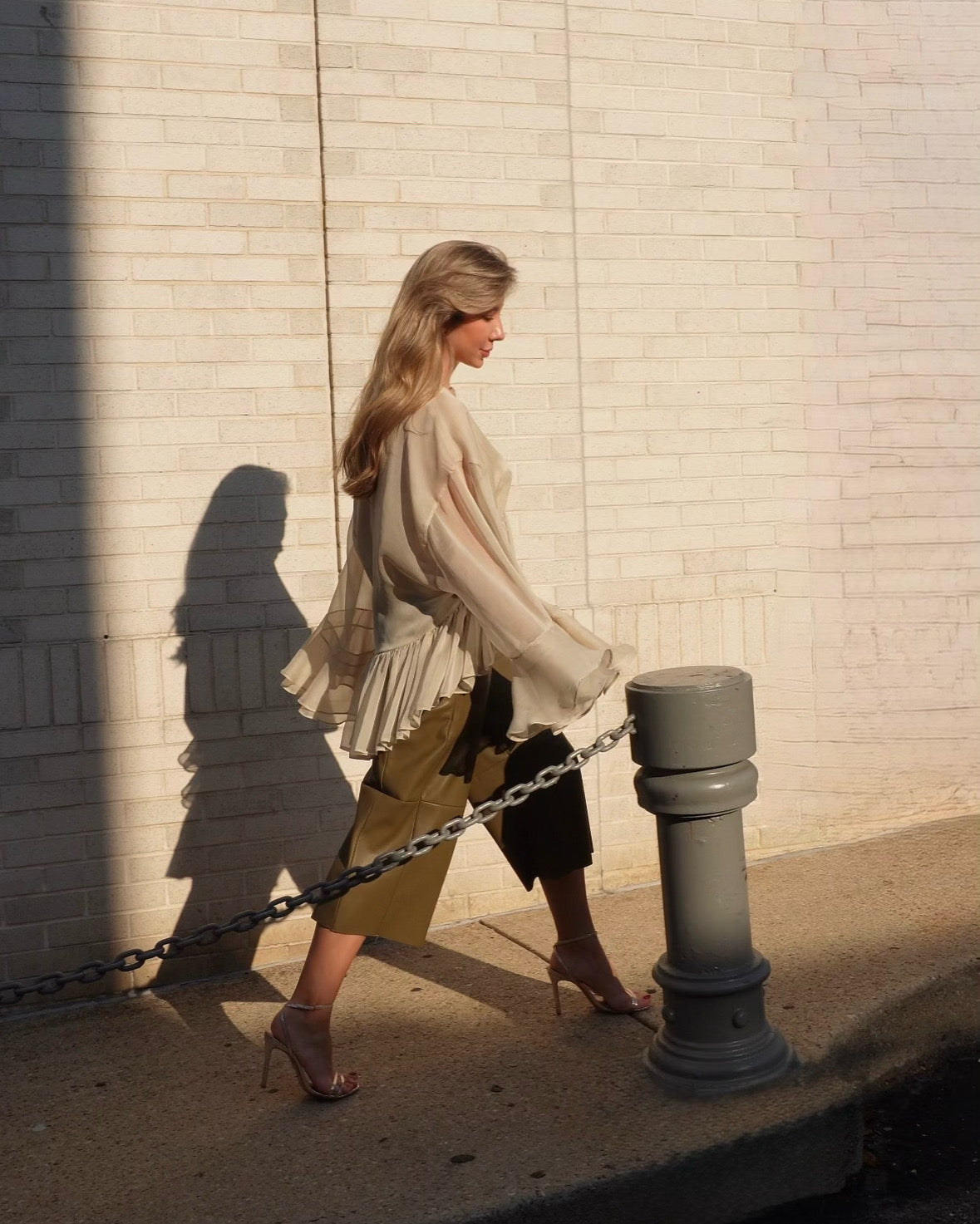 Olive Frida Boho Blouse | Sheer Ruffle Blouse | Crushed chiffon, Sheer Top, Custom Sizes Available | Yashan